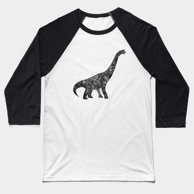 Brachiosaurus dinosaur black and white Baseball T-Shirt by Yahya Art